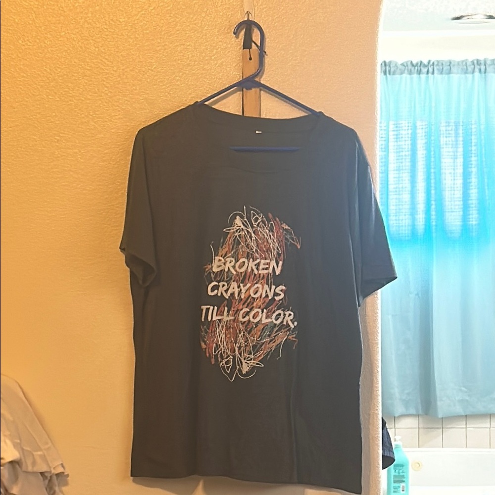 Black Graphic T-Shirt with Colorful Design